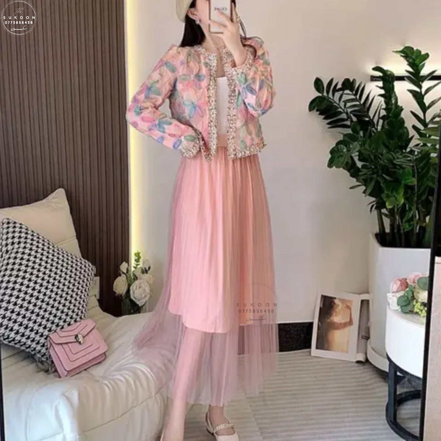 مجموعة لباس نسائي بتنورة و قميص انثوي و جذاب ensemble jupe avec veste très classe pour femme